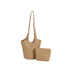 Sleek Bucket Tote Shoulder Bag with Pouch