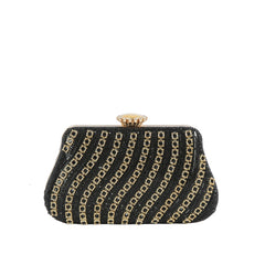 Wavy Rhinestone Frame Clutch