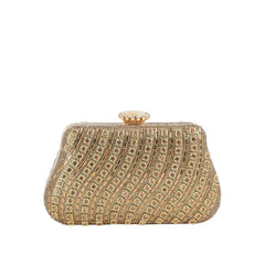 Wavy Rhinestone Frame Clutch