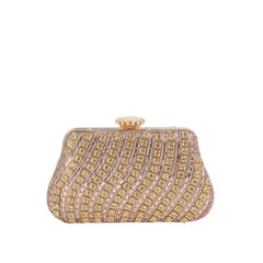 Wavy Rhinestone Frame Clutch