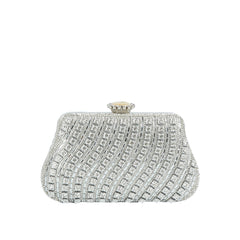 Wavy Rhinestone Frame Clutch