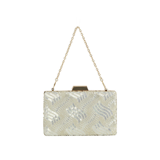 Sequin Wave Box Clutch