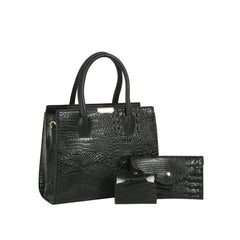 Crocodile Embossed 3-Piece Tote Set