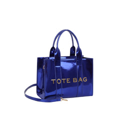 Oversized Metallic Structured Tote Bag Set (2-Piece)