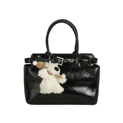 Glossy Buckle Charm Tote