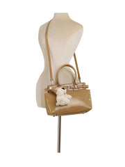 Glossy Buckle Charm Tote