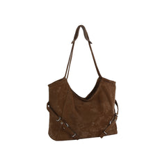 Soft Suede Buckle Slouch Tote