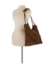 Soft Suede Buckle Slouch Tote