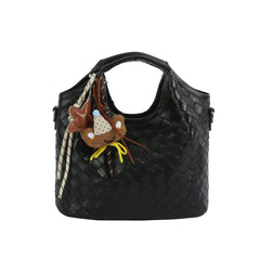 Woven Embossed Charm 2-Piece Tote Set