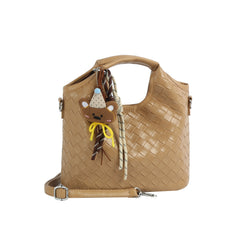 Woven Embossed Charm 2-Piece Tote Set