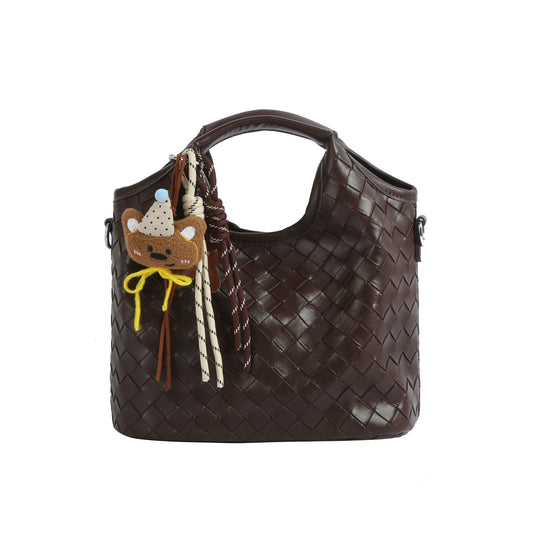 Woven Embossed Charm 2-Piece Tote Set