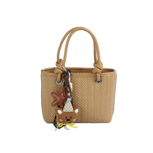 Fishtail Embossed Woven Charm Mini Tote