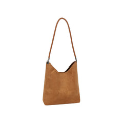 Curved Top Suede Hobo Shoulder Bag with Pouch
