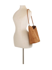 Curved Top Suede Hobo Shoulder Bag with Pouch