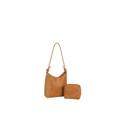 Knotted Strap Faux Leather Hobo Shoulder Bag with Matching Pouch