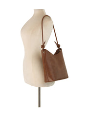 Knotted Strap Faux Leather Hobo Shoulder Bag with Matching Pouch