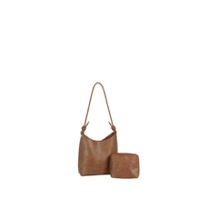 Knotted Strap Faux Leather Hobo Shoulder Bag with Matching Pouch