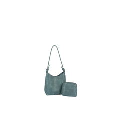 Knotted Strap Faux Leather Hobo Shoulder Bag with Matching Pouch