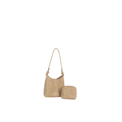 Knotted Strap Faux Leather Hobo Shoulder Bag with Matching Pouch