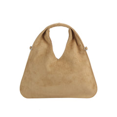 Suede Triangle Handle Hobo
