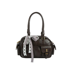Ribbon Accent Multi-Pocket Shoulder Bag