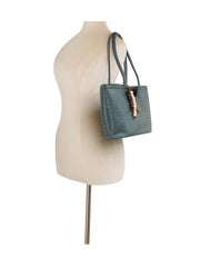 Woven Bead-Charm Shoulder Tote