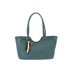 Woven Bead-Charm Shoulder Tote