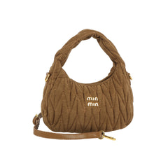 Mini Quilted Faux Suede Hobo Bag