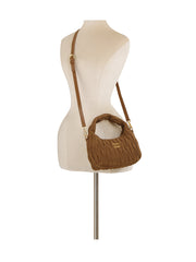 Mini Quilted Faux Suede Hobo Bag