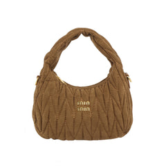 Mini Quilted Faux Suede Hobo Bag