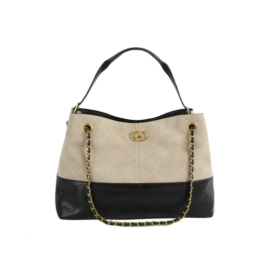 Quilted Chain-Link Shoulder Tote