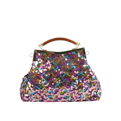 Sequin Frame Handle Shoulder Bag