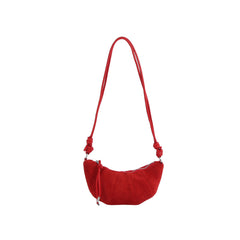 Knotted Suede Crescent Shoulder Bag