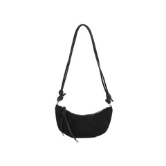 Knotted Suede Crescent Shoulder Bag
