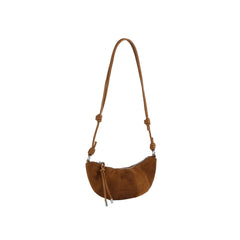 Knotted Suede Crescent Shoulder Bag