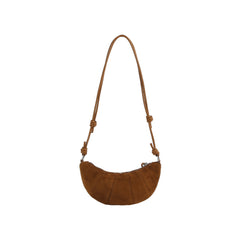 Knotted Suede Crescent Shoulder Bag