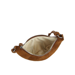 Knotted Suede Crescent Shoulder Bag