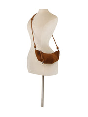 Knotted Suede Crescent Shoulder Bag