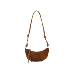 Knotted Suede Crescent Shoulder Bag