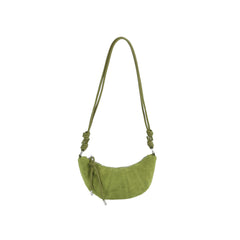 Knotted Suede Crescent Shoulder Bag