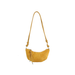 Knotted Suede Crescent Shoulder Bag