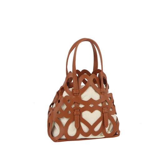 Cutout Cage Mini Tote with Canvas Inner Pouch