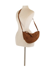 Soft Suede Crescent Sling Crossbody Bag