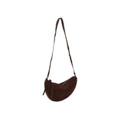 Soft Suede Crescent Sling Crossbody Bag