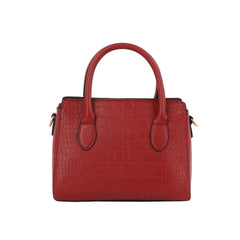 Croc-Embossed Structured Top-Handle Handbag