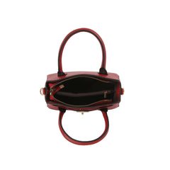 Croc-Embossed Structured Top-Handle Handbag