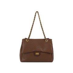 Woven Chain-Handle Flap Shoulder Bag