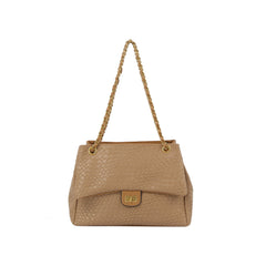 Woven Chain-Handle Flap Shoulder Bag