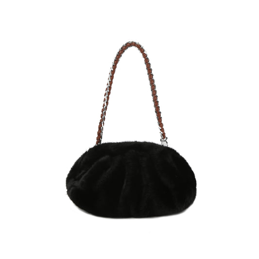 Cozy Ruched Faux Fur Shoulder Bag