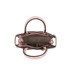 Croc Embossed Top Handle Satchel Set with Cosmetic Pouch